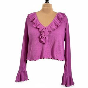 LOVEFOOL Cropped Ruffle Front Knit top, NEW! Size 3X